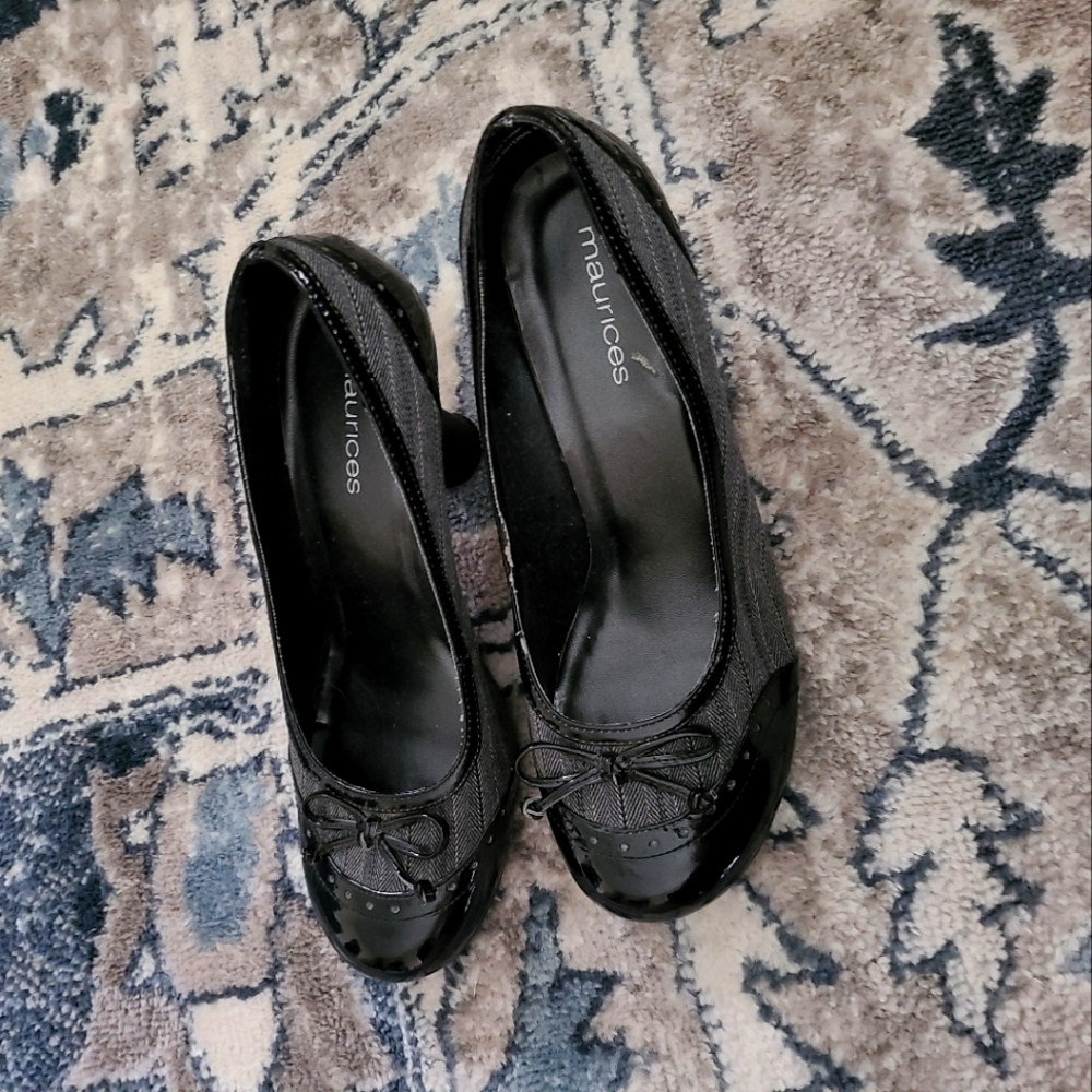 Maurices Black and Gray heels,worn twice.3 1/2 inch heel,size 10, $35